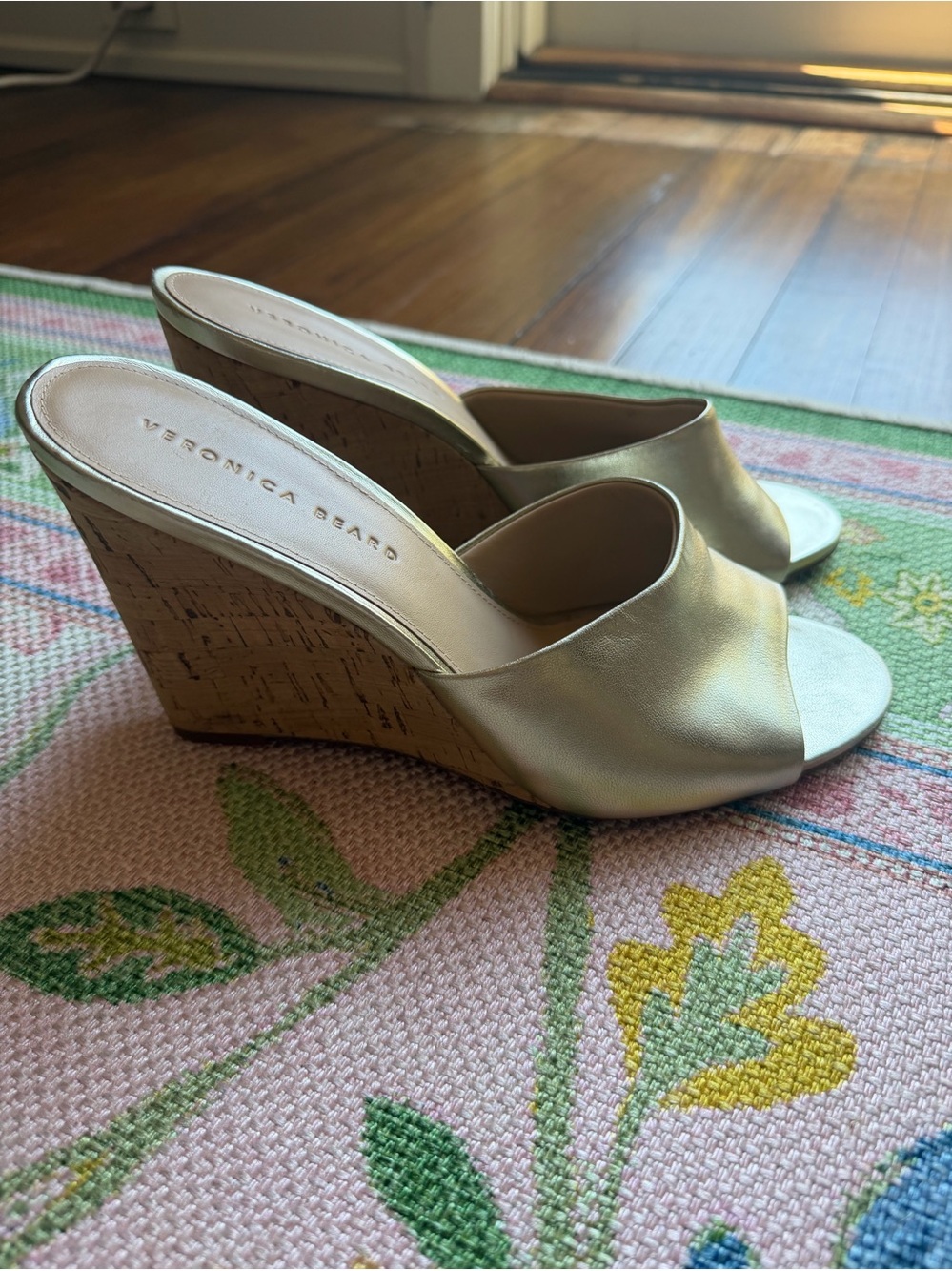 Veronica Beard  Wedge Slide Sandals in gold Metallic - 10